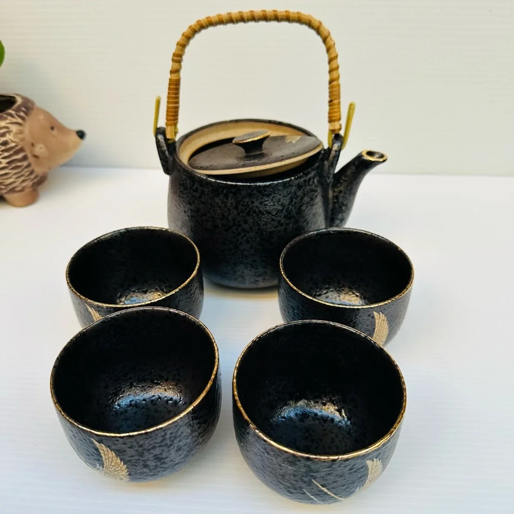 Japanese Black textured ceramic Tea Set – SENSU Trading – Made in Japan